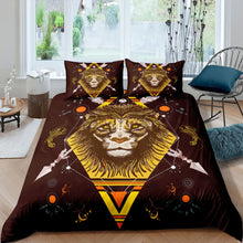 Load image into Gallery viewer, Lion Dreamcatcher Comforter Cover Set Wild Animal Theme Duvet Cover with Zipper Ties Animal Dream Catcher Bedding Set for Kids Boys Teens 2/3 Pcs With Pillowcase