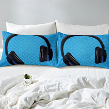 Load image into Gallery viewer, Headset Bedding Set for Kids Boys Teens, Musical Theme Comforter Cover Black Headphone Decorative Duvet Cover Set Microfiber Bedspread Cover 2/3 Pcs With Pillowcase