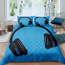 Load image into Gallery viewer, Headset Bedding Set for Kids Boys Teens, Musical Theme Comforter Cover Black Headphone Decorative Duvet Cover Set Microfiber Bedspread Cover 2/3 Pcs With Pillowcase