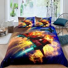 Load image into Gallery viewer, Game Duvet Cover Set Cartoon Aircraft War Pattern Print Bedding Set for Kids Boys Teens, Gamer Comforter Cover Soft Microfiber Quilt Cover 2/3 Pcs With Pillowcase