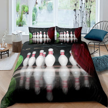 Load image into Gallery viewer, Bowling Bedding Set for Kids Boys Teens, Indoor Sports Theme Comforter Cover Entertainment Game Theme Duvet Cover Set Soft Polyester Bedspread 2/3 Pcs With Pillowcase