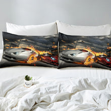 Load image into Gallery viewer, Flame Car Comforter Cover Set Racing Car Duvet Cover with Zipper Ties Speed Sport Car Bedding Set for Kids Boys Teens Polyester Quilt Cover 2/3 Pcs With Pillowcase