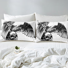 Load image into Gallery viewer, Skull Bedding Set for Kids Boys Teens, Human Skeleton Bones Skull and Eagle Print Comforter Cover Animal Theme Duvet Cover Set with Zipper Ties 2/3 Pcs With Pillowcase