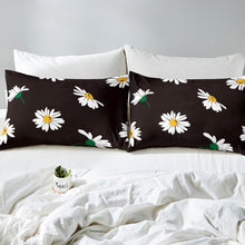 Load image into Gallery viewer, Daisy Comforter Cover Set White Flower Duvet Cover Botanical Plant Floral Printed Bedding Set for Kids Boys Girls Soft Polyester Quilt Cover 2/3 Pcs With Pillowcase