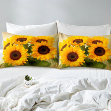Load image into Gallery viewer, Sunflower Bedding Set for Kids Boys Girls Teens, Botanical Plant Flower Printed Comforter Cover Yellow Flower Duvet Cover Set with Zipper Ties 2/3 Pcs With Pillowcase