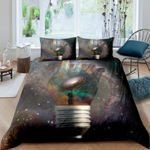 Load image into Gallery viewer, Light Bulb Duvet Cover Set Galaxy Bedding Set for Kids Boys Teens, Starry Sky Background Comforter Cover Microfiber Polyester Bedspread Cover 2/3 Pcs With Pillowcase