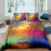 Load image into Gallery viewer, Palm Tree Comforter Cover Set Summar Sea Beach Landscape Printed Duvet Cover with Zipper Ties Tropical Bedding Set for Kids Boys Girls Teens 2/3 Pcs With Pillowcase
