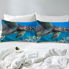 Load image into Gallery viewer, Sea Turtle Bedding Set for Kids Boys Teens, Underwater Animal Theme Comforter Cover Marine Life Tortoise Print Bedding Set for Kids Boys Teens 2/3 Pcs With Pillowcase