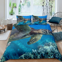 Load image into Gallery viewer, Sea Turtle Bedding Set for Kids Boys Teens, Underwater Animal Theme Comforter Cover Marine Life Tortoise Print Bedding Set for Kids Boys Teens 2/3 Pcs With Pillowcase