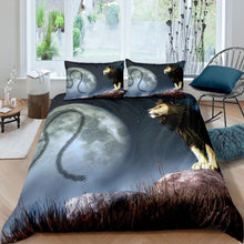 Load image into Gallery viewer, Lion Duvet Cover Set Full Moon Decorative Bedding Set for Kids Boys Teens Adults, Starry Sky Comforter Cover Wild Animal Theme Bedspread Cover 2/3 Pcs With Pillowcase