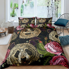 Load image into Gallery viewer, Flower Dog Duvet Cover Set Embroidery Design Botanical Plant Floral Printed Bedding Set for Kids Boys Girls, Animal Theme Comforter Cover 2/3 Pcs With Pillowcase