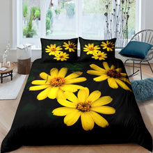Load image into Gallery viewer, Flower Comforter Cover Set Botanical Plant Floral Printed Duvet Cover with Zipper Ties Yellow Flower Bedding Set for Kids Boys Girls Teens 2/3 Pcs With Pillowcase