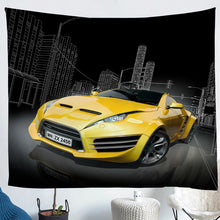 Load image into Gallery viewer, Yellow Racing Car Wall Hanging for Kids Room Bedroom Living Room, Speed Sport Car Wall Blanket Soft Lightweight Tapestry Wall Hanging,S M L XL