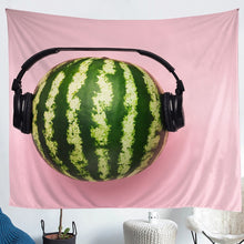 Load image into Gallery viewer, Watermelon Wall Hanging for Kids Room Bedroom Living Room, Fresh Watermelon with Headset Decor Wall Blanket Fruit Theme Tapestry Wall Hanging,S M L XL