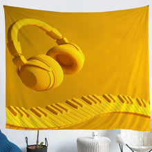 Load image into Gallery viewer, Modern Music Themed Wall Hanging for Kids Room Bedroom Living Room, Yellow Headset and Piano Keys Printed Wall Blanket Hip Hop Tapestry,S M L XL