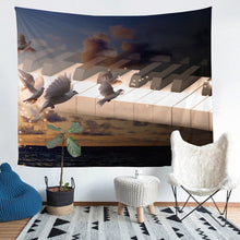 Load image into Gallery viewer, Piano Wall Blanket Flying Bird and Piano Keys Decor Tapestry Wall Hanging Musical Theme Wall Hanging for Kids Room Bedroom Living Room,S M L XL