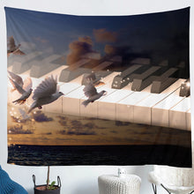 Load image into Gallery viewer, Piano Wall Blanket Flying Bird and Piano Keys Decor Tapestry Wall Hanging Musical Theme Wall Hanging for Kids Room Bedroom Living Room,S M L XL