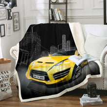 Load image into Gallery viewer, Yellow Racing Car Bed Throws for Kids Boys Teens, Speed Sport Car Flannel Fleece Blanket Soft Lightweight Throw Blanket for Couch Sofa,Baby Throw Twin Queen