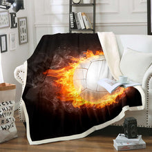 Load image into Gallery viewer, Flame Volleyball Throw Blanket Sports Theme Bed Throws for Kids Boys Teens, White Volleyball Printed Flannel Fleece Blanket for Couch Sofa,Baby Throw Twin Queen