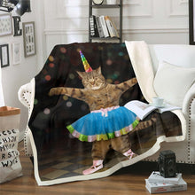 Load image into Gallery viewer, Cat Unicorn Flannel Fleece Blanket Cute Animal Theme Throw Blanket for Couch Sofa Lovely Dancing Cat Decor Bed Throws for Kids Boys Girls Teen,Baby Throw Twin Queen