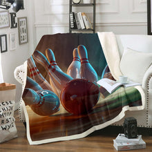 Load image into Gallery viewer, Bowling Throw Blanket Pop Art Party Game Design Bed Throws for Kids Boys Teens, Sports Theme Flannel Fleece Blanket Soft Lightweight Bed Blanket,Baby Throw Twin Queen