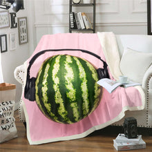 Load image into Gallery viewer, Watermelon Bed Throws for Kids Boys Teens, Fresh Watermelon with Headset Decor Flannel Fleece Blanket Fruit Theme Throw Blanket for Couch Sofa,Baby Throw Twin Queen
