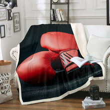 Load image into Gallery viewer, Boxing Sports Bed Throws for Kids Boys Teens, Red Boxing Gloves Decor Flannel Fleece Blanket Soft Lightweight Throw Blanket for Couch Sofa,Baby Throw Twin Queen
