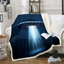 Load image into Gallery viewer, UFO Throw Blanket Future Technology Science Fiction Theme Bed Throws for Kids Boys Teens, Outer Space Flannel Fleece Blanket for Couch Sofa,Baby Throw Twin Queen