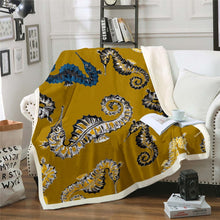 Load image into Gallery viewer, Hippocampus Throw Blanket Sea Animal Creature Bed Throws for Kids Boys Teens, Underwater Marine Life Flannel Fleece Blanket for Couch Sofa,Baby Throw Twin Queen