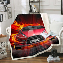 Load image into Gallery viewer, Flame Car Flannel Fleece Blanket Red Racing Car Throw Blanket Speed Sport Car Bed Throws for Kids Boys Teens Soft Lightweight Bedspread Cover,Baby Throw Twin Queen