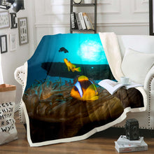 Load image into Gallery viewer, Fish Bed Throws for Kids Boys Teens, Underwater World Sea Animal Theme Flannel Fleece Blanket Ocean Creature Marine Life Printed Throw Blanket,Baby Throw Twin Queen