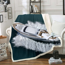 Load image into Gallery viewer, Yacht Flannel Fleece Blanket High-Tech Pleasure Yacht Surfing at Sea Pattern Printed Throw Blanket Soft Lightweight Bed Throws for Kids Boys Teens,Baby Throw Twin Queen