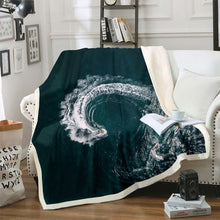 Load image into Gallery viewer, Sea Wave Throw Blanket Ocean Theme Bed Throws for Kids Boys Teens, Surfing at Sea Pattern Printed Flannel Fleece Blanket Lightweight Bed Blanket,Baby Throw Twin Queen