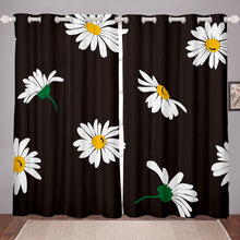 Load image into Gallery viewer, Daisy Window Drapes White Flower Curtain Botanical Plant Floral Printed Window Curtain for Kids Room Bedroom Living Room Lightweight Bed Blanket