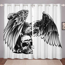 Load image into Gallery viewer, Skull Window Curtain Human Skeleton Bones Skull and Eagle Print Window Drapes Animal Theme Blackout Room Darkening Wide Panel Curtains for Bedroom