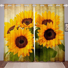 Load image into Gallery viewer, Sunflower Window Curtain for Kids Room Bedroom and Living Room Botanical Plant Flower Printed Window Drapes Yellow Flower Curtain Window Curtain