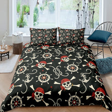 Load image into Gallery viewer, Nautical Duvet Cover Set for Kids Boys Teens Pirate Skull Comforter Cover Anchor Rudder Ocean Bedding Set Sea Adventure Quilt Cover,Room Decor 2/3Pcs Bedding