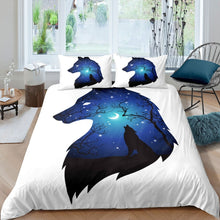 Load image into Gallery viewer, Galaxy Wolf Duvet Cover Set for Kids Boys Teens Safari Print Comforter Cover 3D Wolf Print Bedding Set Wildlife Animal Pattern Quilt Cover,Room Decor 2/3Pcs Bedding