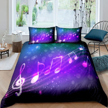 Load image into Gallery viewer, Melody Music Duvet Cover Set for Kids Boys Girls Purple Galaxy Comforter Cover Classical Music Note Bedding Set Boho Psychedelic Quilt Cover,Room Decor 2/3Pcs Bedding