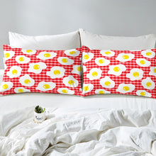 Load image into Gallery viewer, Farmhouse Comforter Cover Set for Kids Boys Girls Delicious Eggs Duvet Cover Geometric Lattice Bedding Set Red Grid Quilt Cover,Room Decor 2/3Pcs Bedding