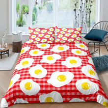 Load image into Gallery viewer, Farmhouse Comforter Cover Set for Kids Boys Girls Delicious Eggs Duvet Cover Geometric Lattice Bedding Set Red Grid Quilt Cover,Room Decor 2/3Pcs Bedding