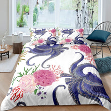 Load image into Gallery viewer, Octopus Comforter Cover Set for Kids Boys Girls Marine Ocean Creature Duvet Cover Sea Animal Pattern Bedding Set Floral Print Quilt Cover,Room Decor 2/3Pcs Bedding