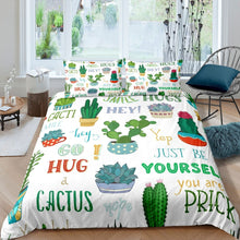 Load image into Gallery viewer, Cactus Printed Duvet Cover Set Kids Boys Girls Boho Succulent Comforter Cover Botanical Pattern Bedding Set Cartoon Cactus Plants Quilt Cover,Room Decor 2/3Pcs Bedding
