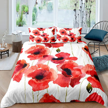 Load image into Gallery viewer, Watercolor Floral Print Duvet Cover Set for Kids Girls Woman Abstract Art Comforter Cover Blossom Flowers Bedding Set Luxury Soft Quilt Cover,Room Decor 2/3Pcs Bedding