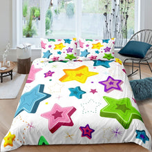 Load image into Gallery viewer, Kids Comforter Cover Set Boys Girls Cartoon Stars Pattern Bedding Set Cute Children Duvet Cover Hypoallergenic Lightweight Bedspread Cover,Room Decor 2/3Pcs Bedding