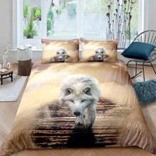 Load image into Gallery viewer, 3D Wolf Bedding Set Kids Boys Teens Safari Animal Print Duvet Cover Cool Wildlife Style Comforter Cover Wild Animal Pattern Bedspread Cover,Room Decor 2/3Pcs Bedding