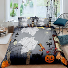 Load image into Gallery viewer, Halloween Theme Duvet Cover Set Cartoon Kids Bedding Set Children Boys Girls Ghost Pumpkin Lantern Comforter Cover Scary Night Bedspread Cover,Room Decor 2/3Pcs Bedding