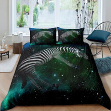 Load image into Gallery viewer, Galaxy Zebra Bedding Set for Kids Boys Teens Outer Space Theme Comforter Cover Universe Starry Sky Duvet Cover Wild Animal Print Quilt Cover,Room Decor 2/3Pcs Bedding