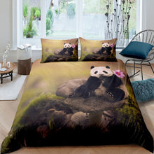 Load image into Gallery viewer, Panda Bedding Set for Kids Boys Girls Safari Animal Pattern Comforter Cover Cute Panda Print Duvet Cover 3D Giant Panda Quilt Cover,Room Decor 2/3Pcs Bedding