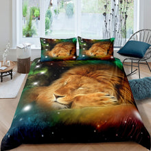 Load image into Gallery viewer, Galaxy Lion Bedding Set for Kids Boys Teens Safari Print Duvet Cover 3D Wild Animal Pattern Comforter Cover Wildlife Style Bedspread Cover,Room Decor 2/3Pcs Bedding